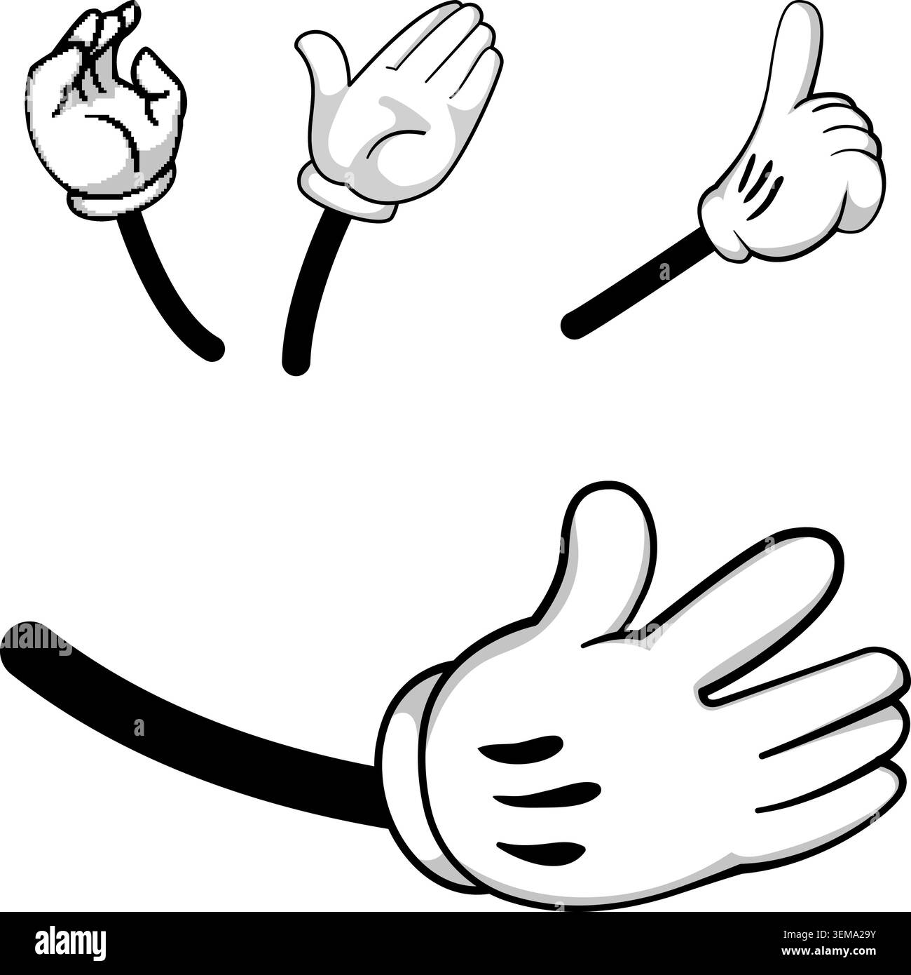 Cartoon hands drawing gesturing different poses collection Stock Vector