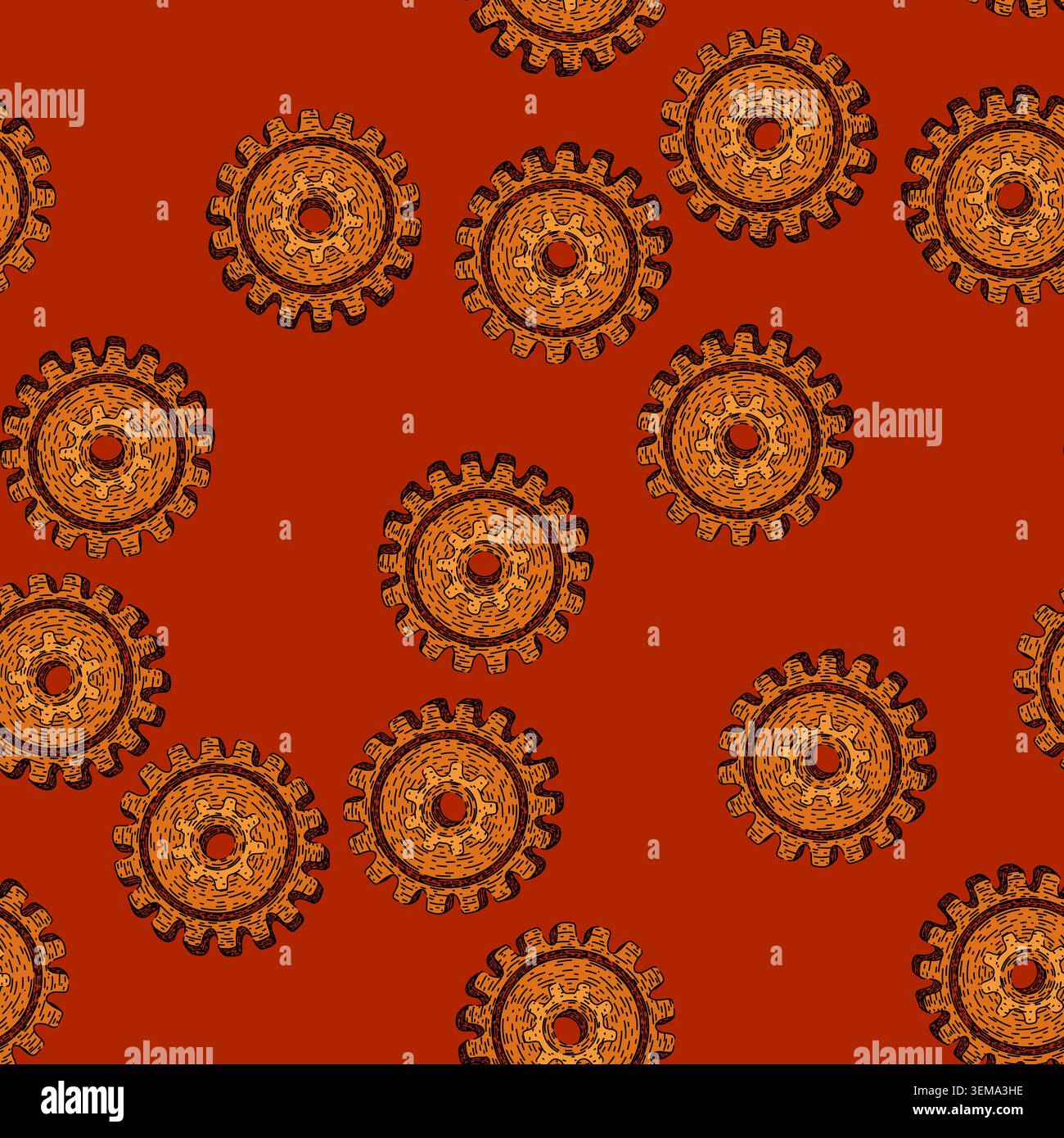 pattern clockwork gears steampunk sketch hand drawn Stock Vector