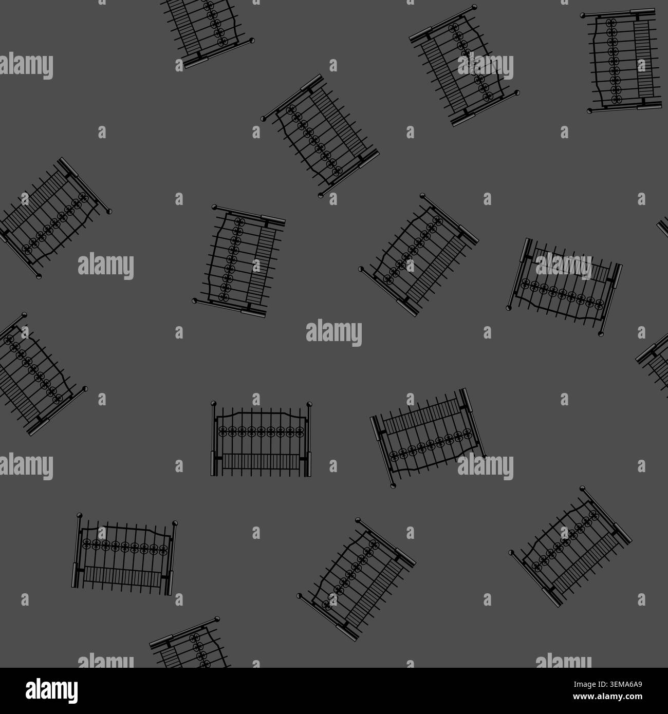 seamless pattern barrier park fence cartoon vector Stock Vector
