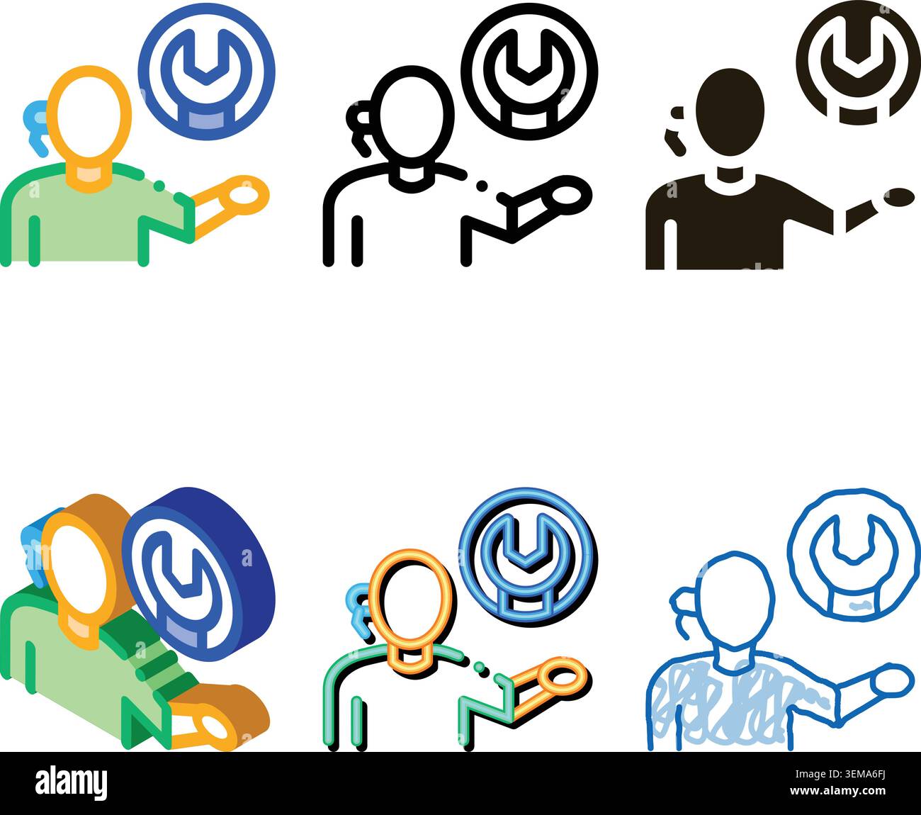 contact help setting problems pack icon vector outline Stock Vector