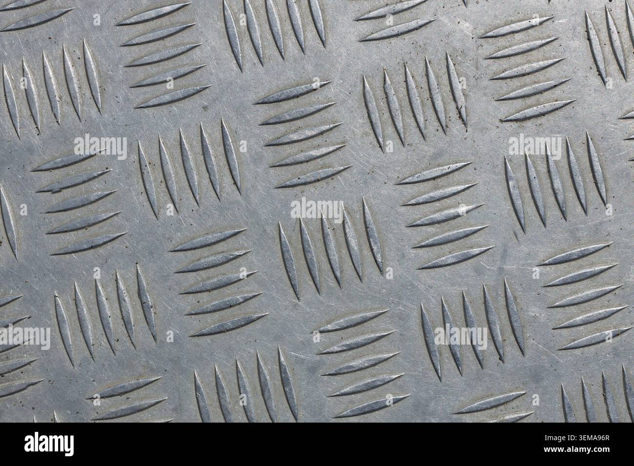 Industrial silver metal diamond tread plate texture Stock Photo