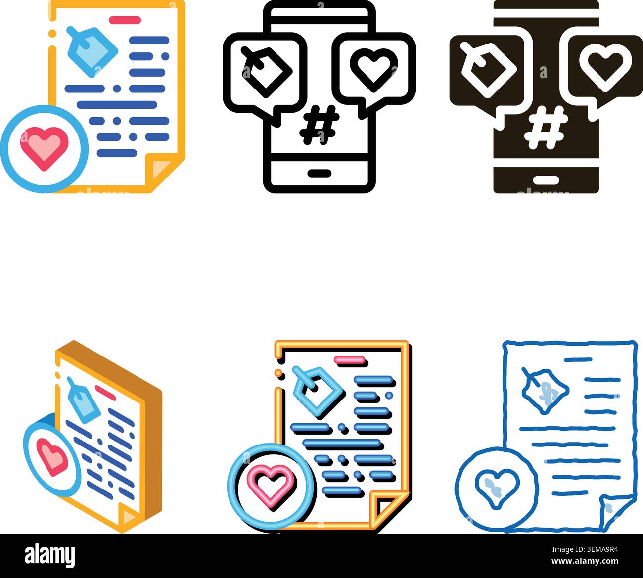 document heart icon stylized vector outline Stock Vector