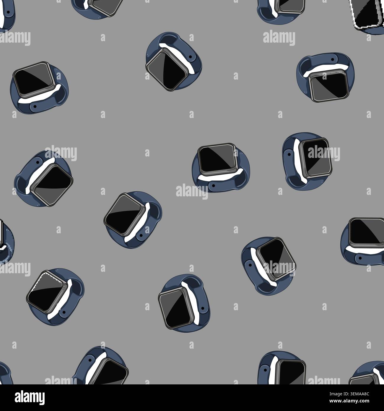 seamless pattern screen smart watch cartoon vector Stock Vector