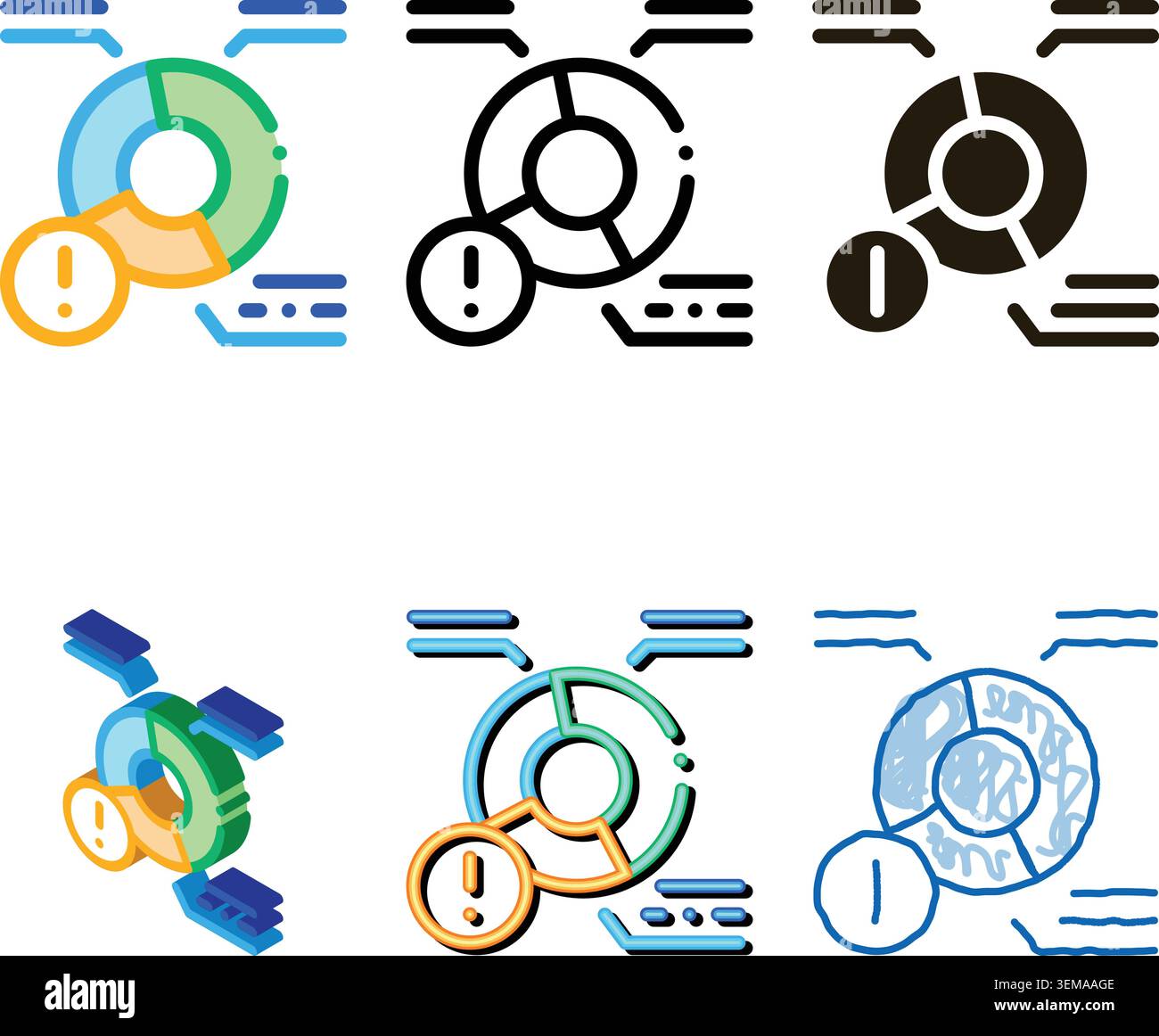 pie chart error mix icon vector outline Stock Vector