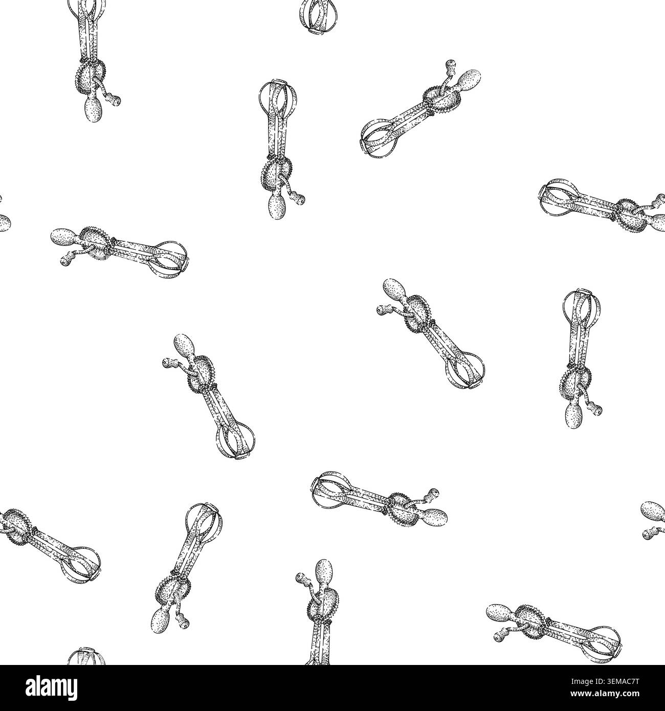 seamless pattern Hand crank egg beater sketch drawing Stock Vector