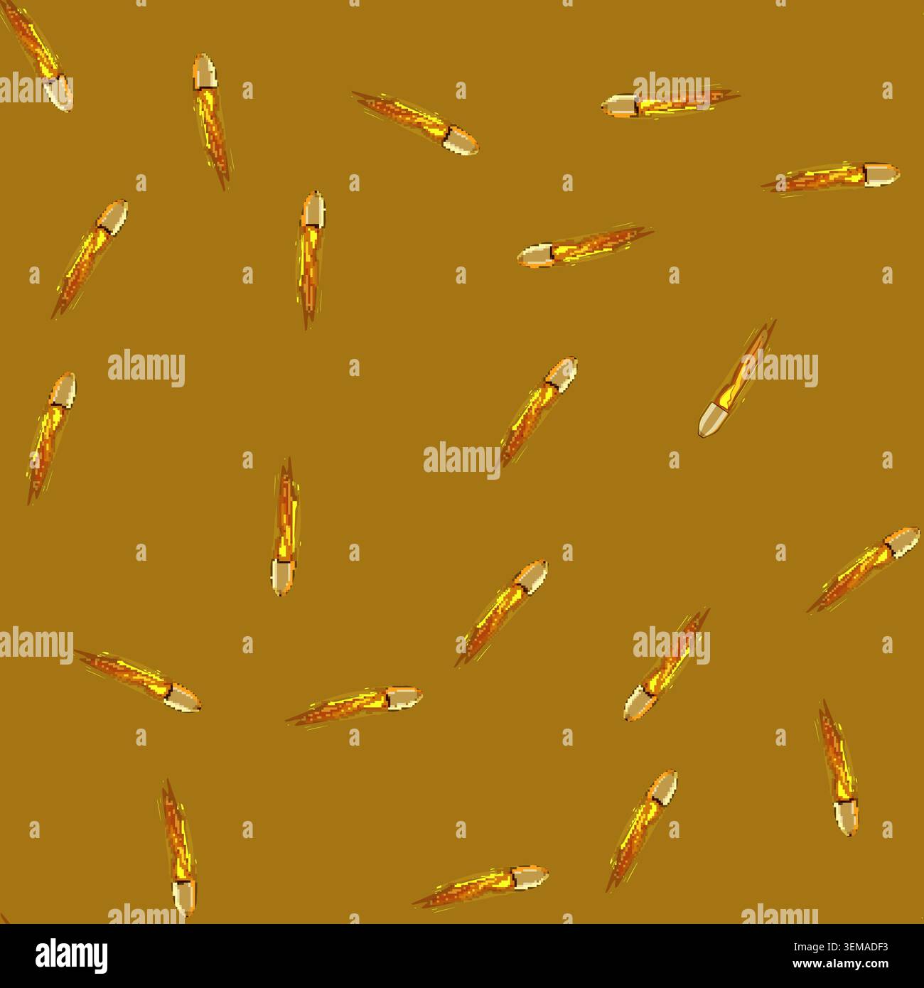 seamless pattern fire bullet flying cartoon vector Stock Vector