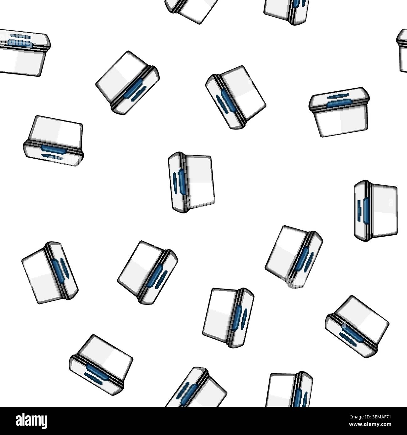 pattern White plastic storage box with blue latch Stock Vector