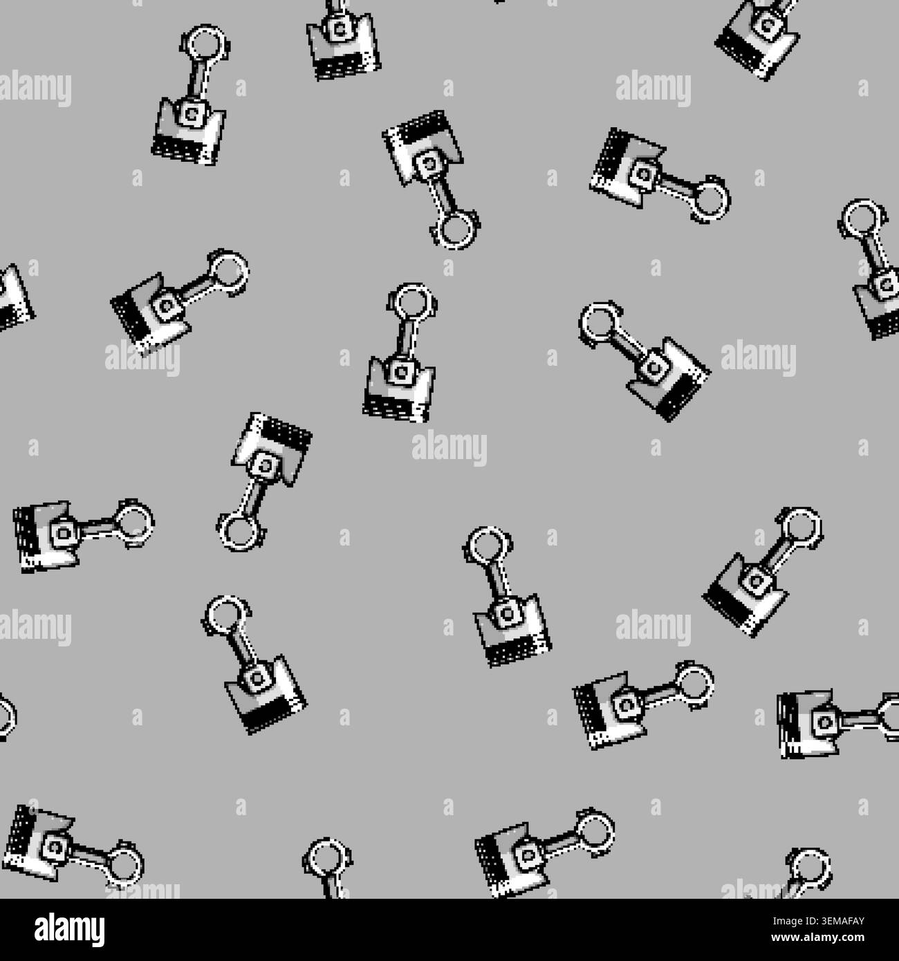 seamless pattern Piston and connecting rod engine component mechanism Stock Vector