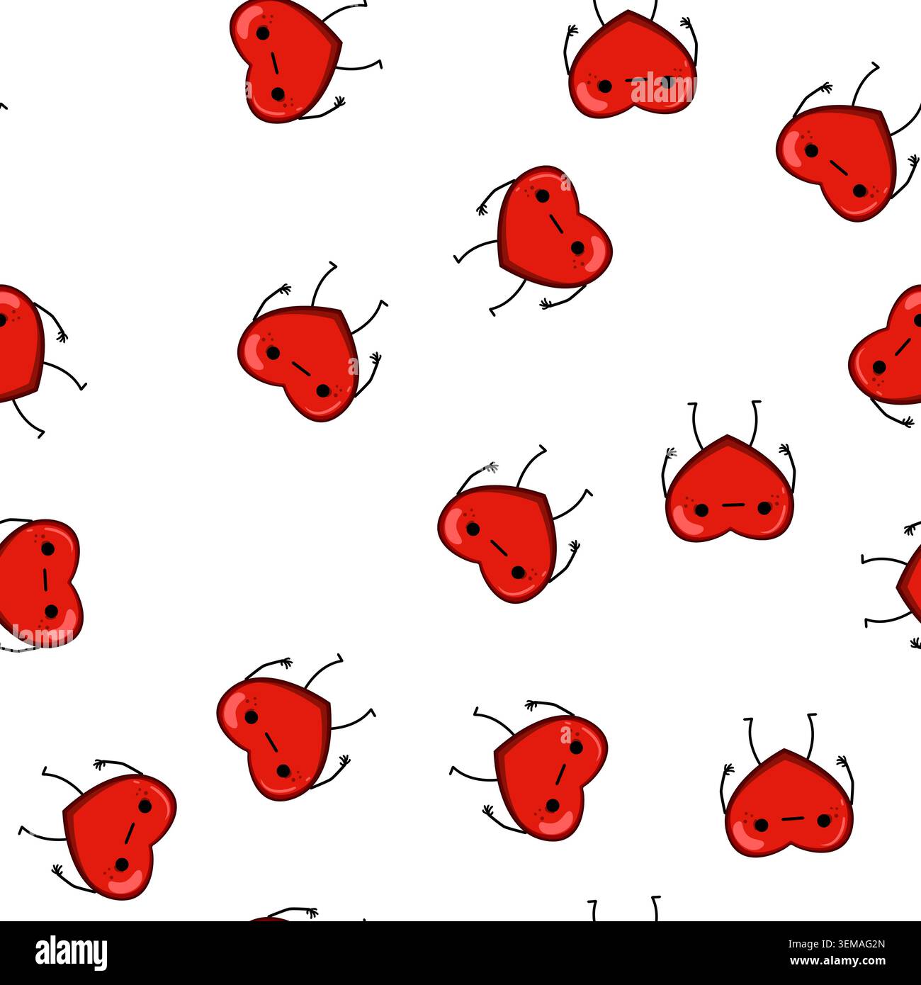 pattern retro heart character cartoon vector Stock Vector