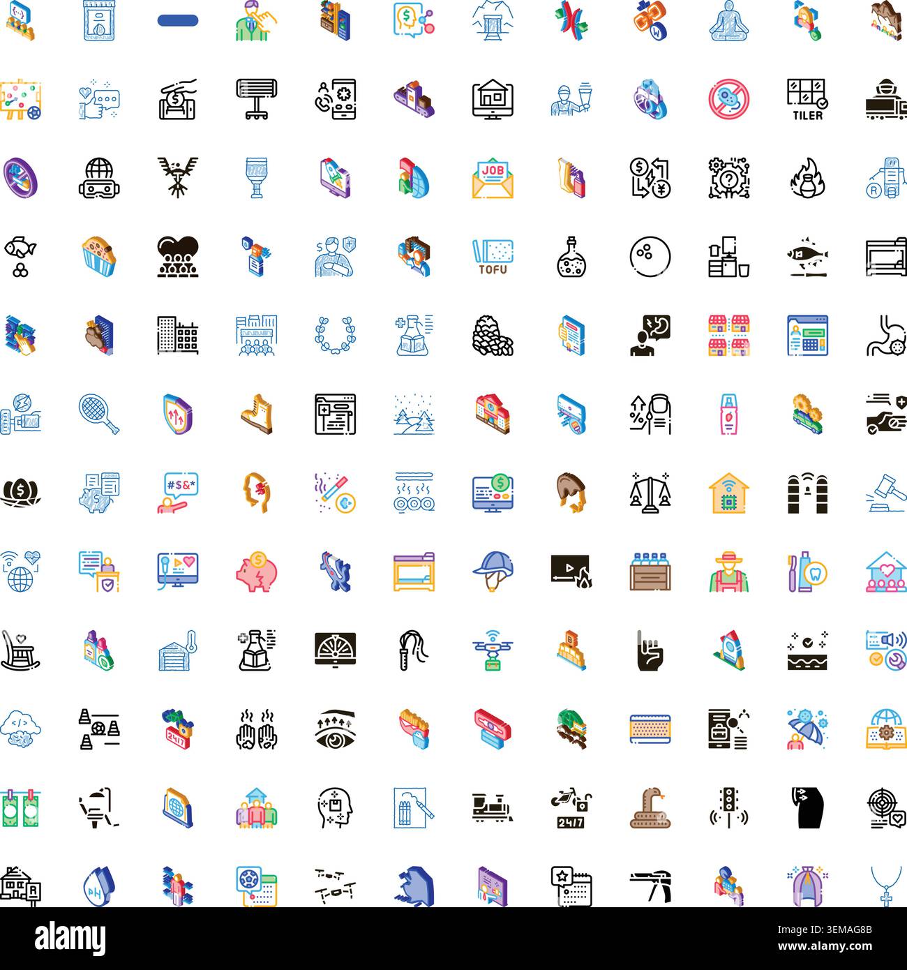 Abstract icon set visualizing business and technology concepts Stock Vector