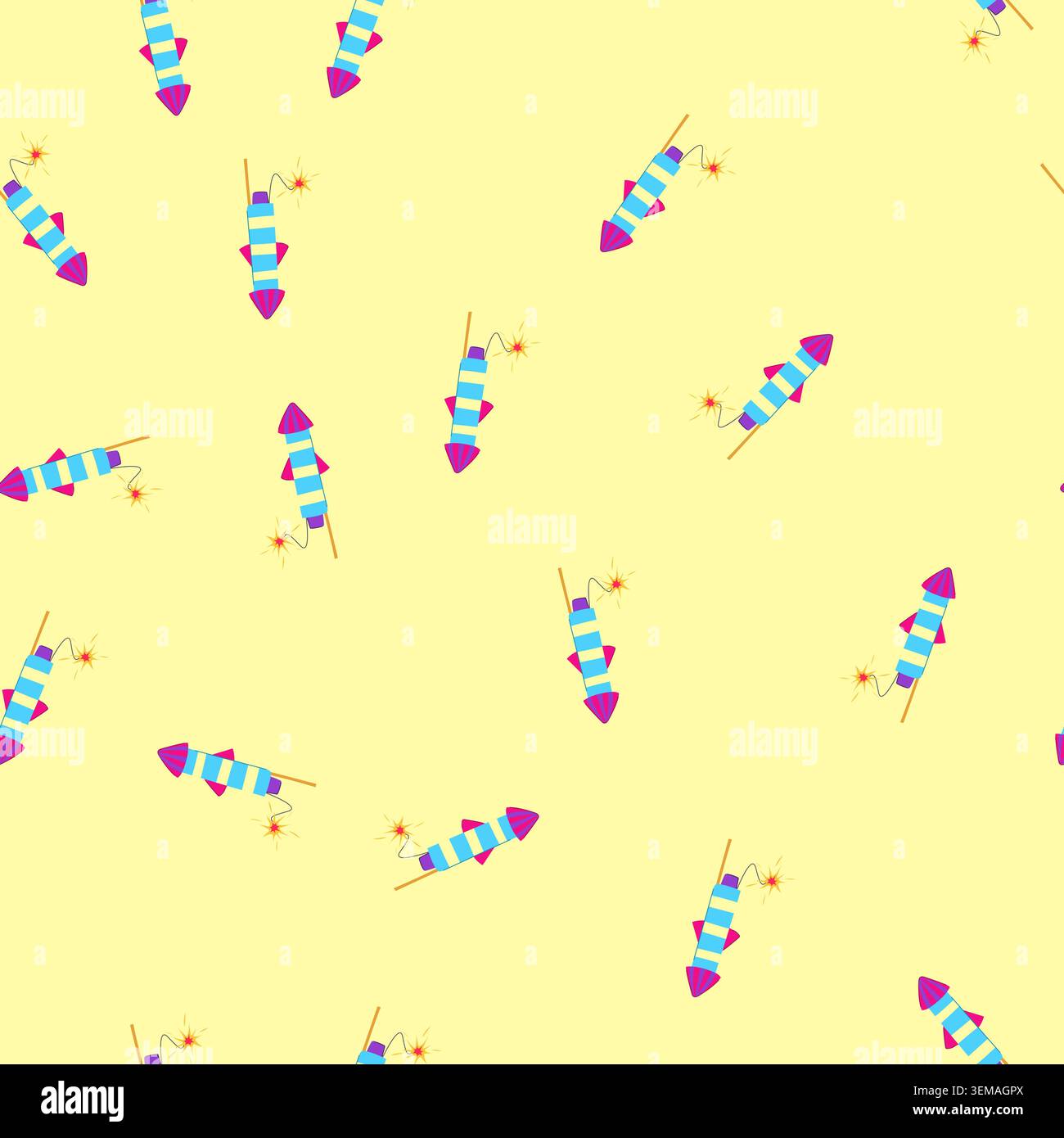 seamless pattern firecracker firework rocket cartoon vector Stock Vector