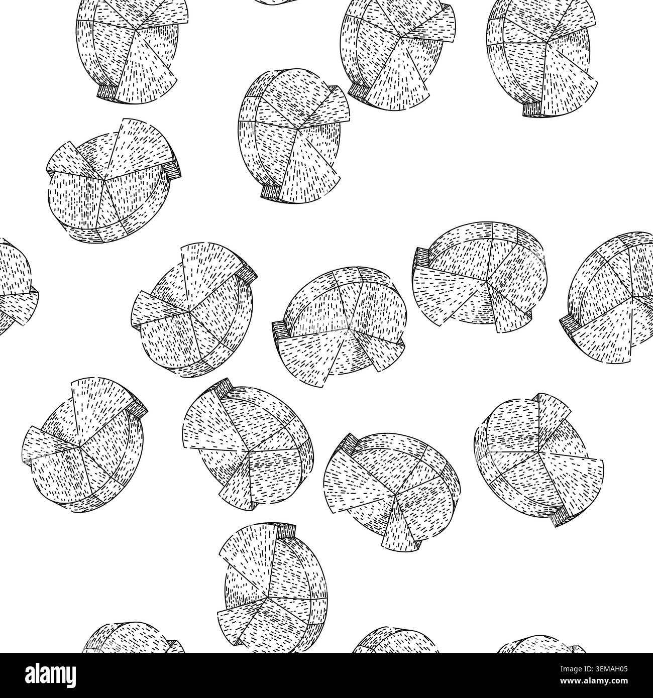 seamless pattern segments pie chart sketch hand drawn Stock Vector