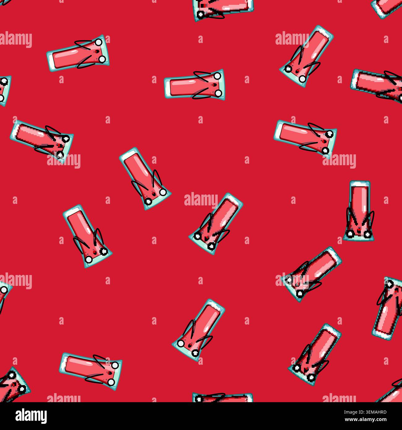 seamless pattern retro cocktail character cartoon vector Stock Vector
