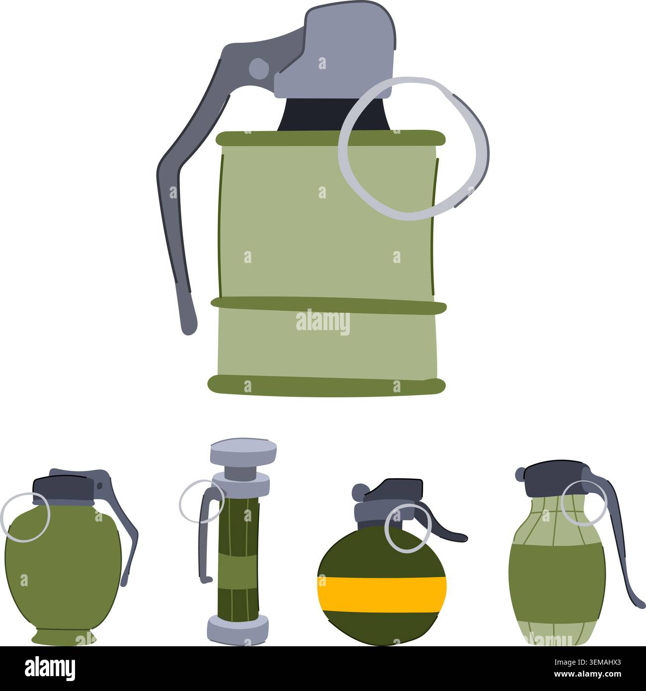 Hand grenade collection with various designs Stock Vector