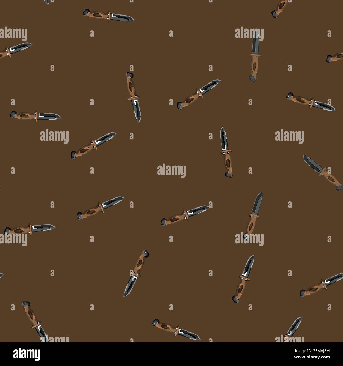 seamless pattern equipment military knife cartoon vector Stock Vector