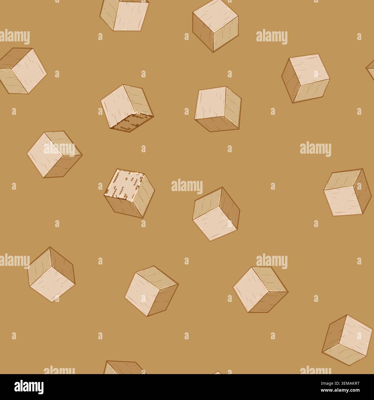 seamless pattern business wooden blocks cartoon vector Stock Vector