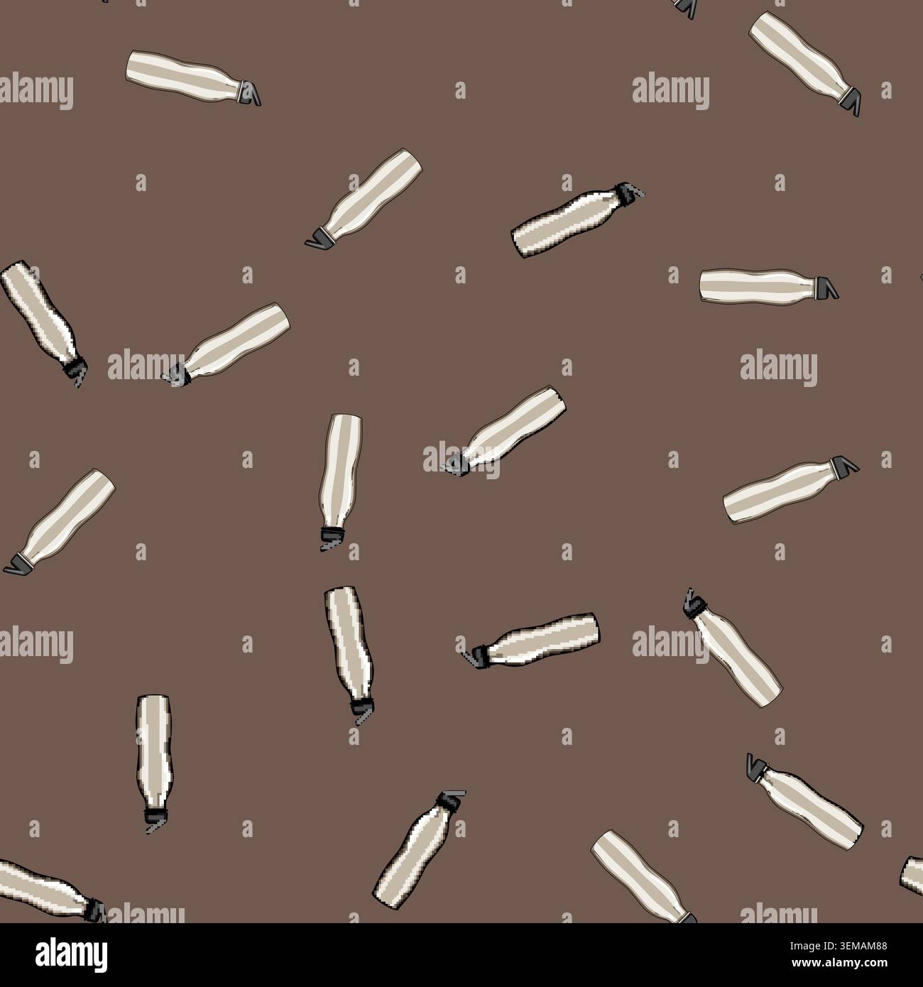 seamless pattern metal stainless bottle cartoon vector Stock Vector