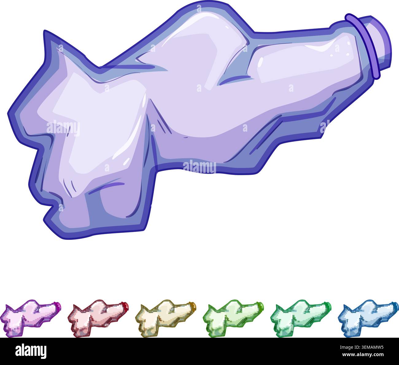 line crumpled plastic bottle cartoon vector graphic Stock Vector