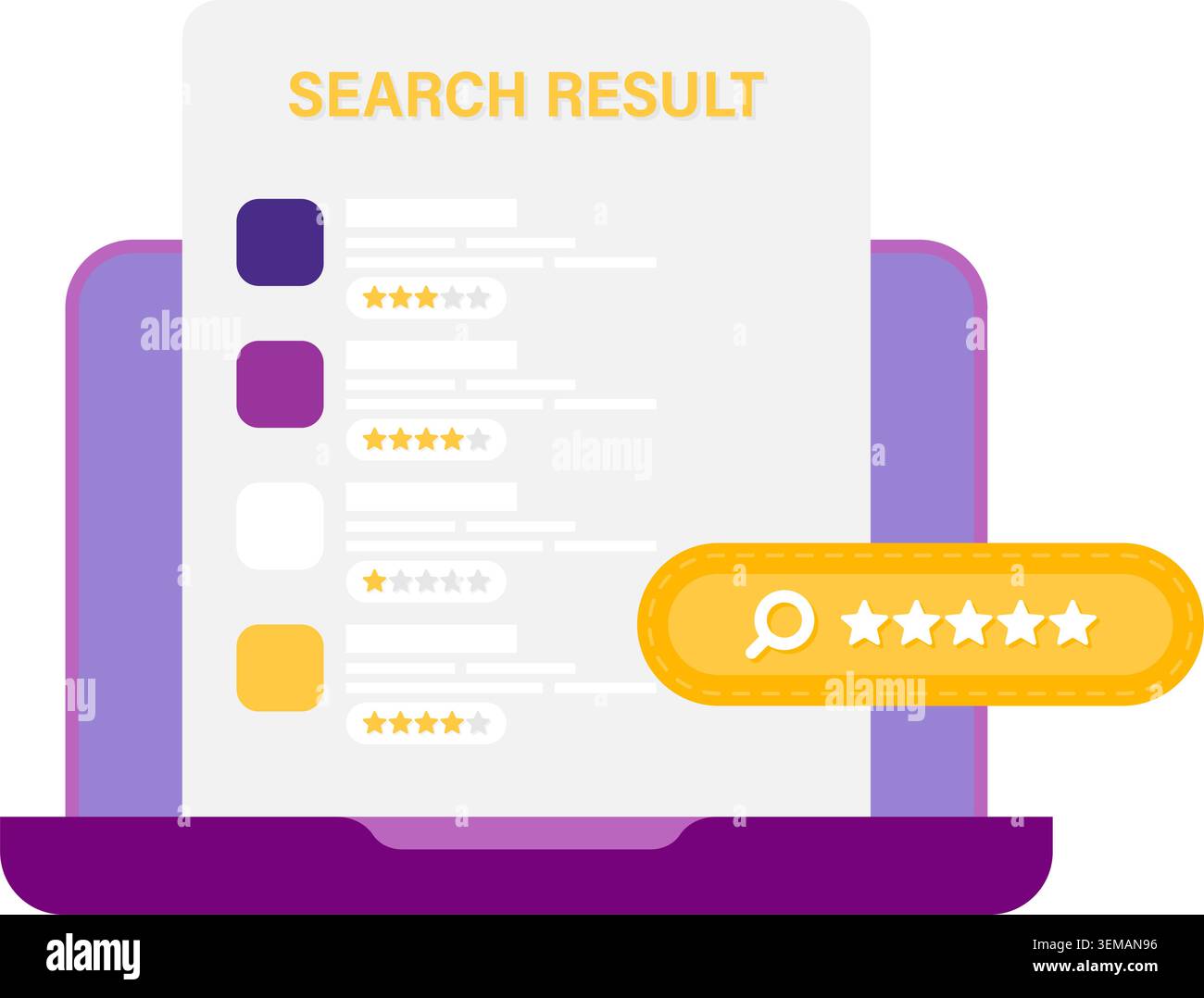 search results with star rating Stock Vector