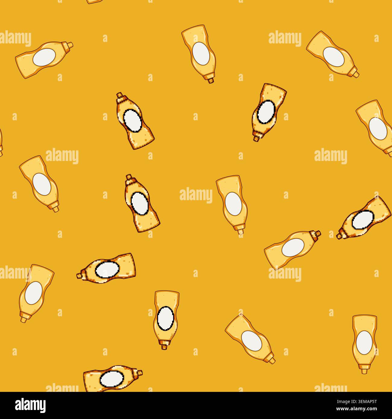 seamless pattern Mustard bottle with blank label vector Stock Vector