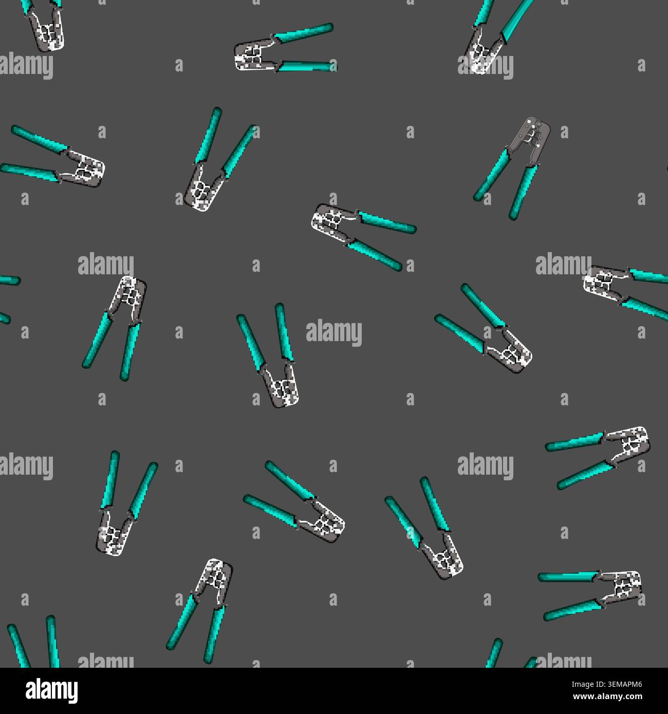 seamless pattern equipment crimper tool cartoon vector Stock Vector