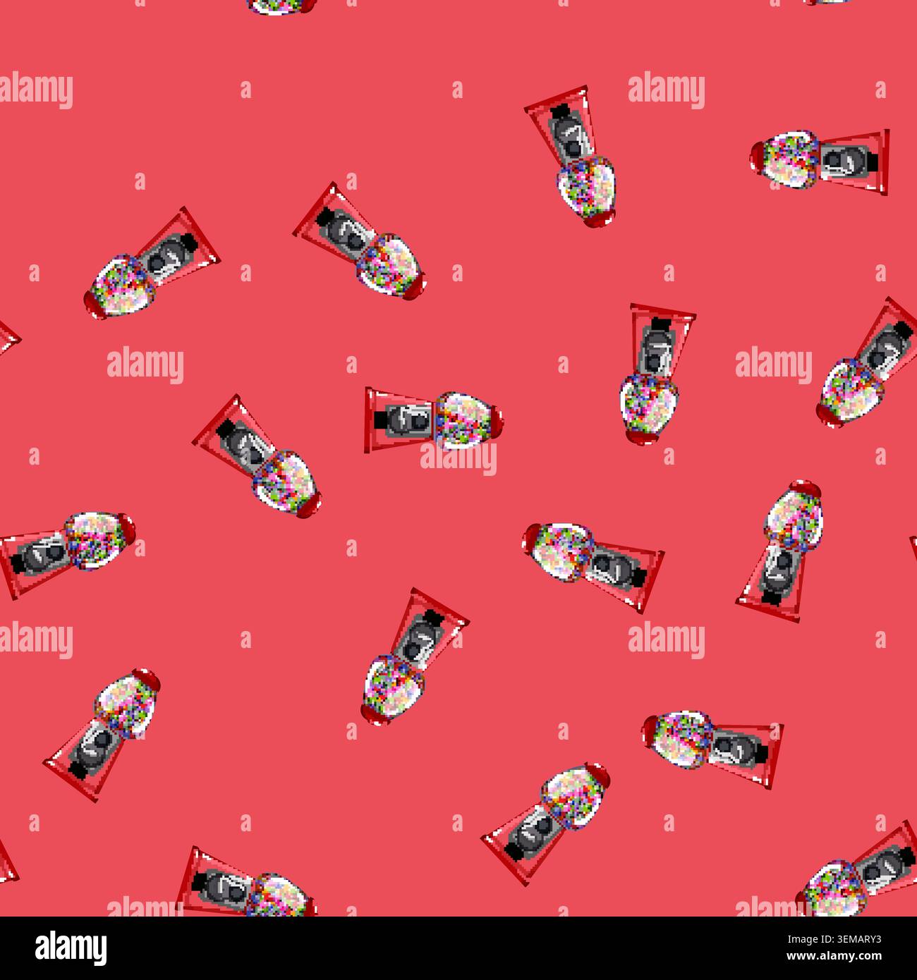 seamless pattern coin bubblegum machine cartoon vector Stock Vector