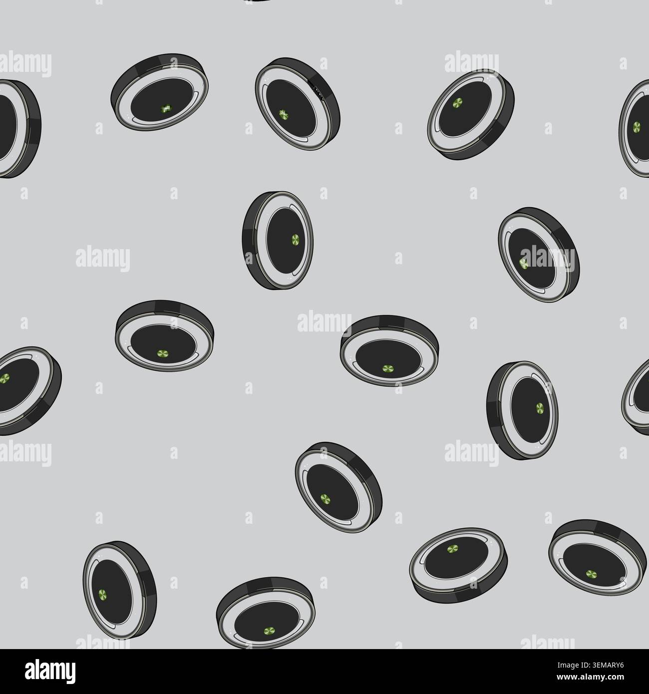 seamless pattern woman robot vacuum cleaner cartoon vector Stock Vector