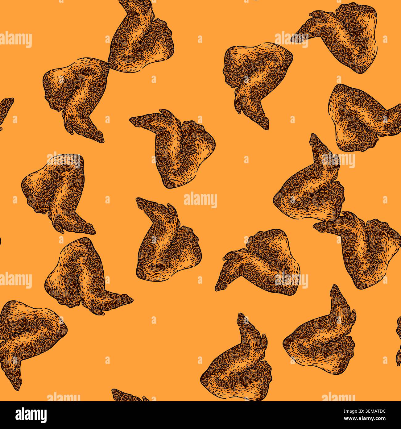 pattern crispy fried chicken sketch hand drawn Stock Vector