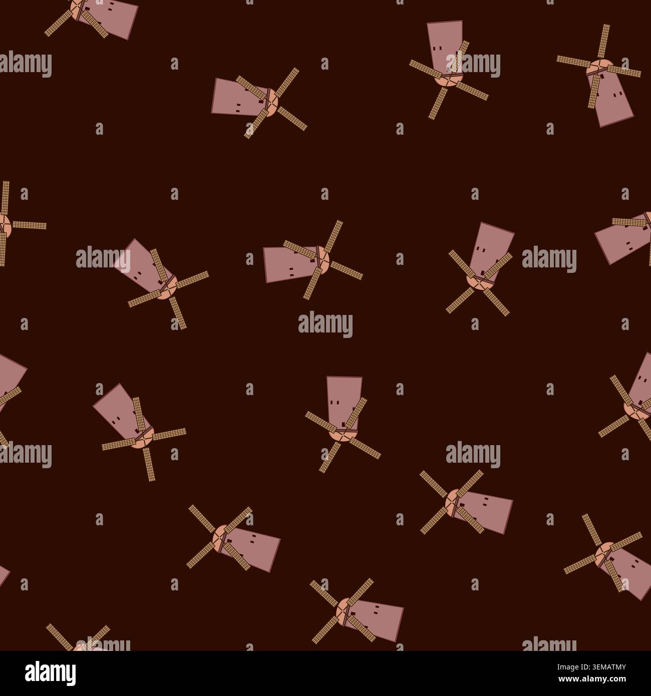 seamless pattern wheat mill farm cartoon vector Stock Vector