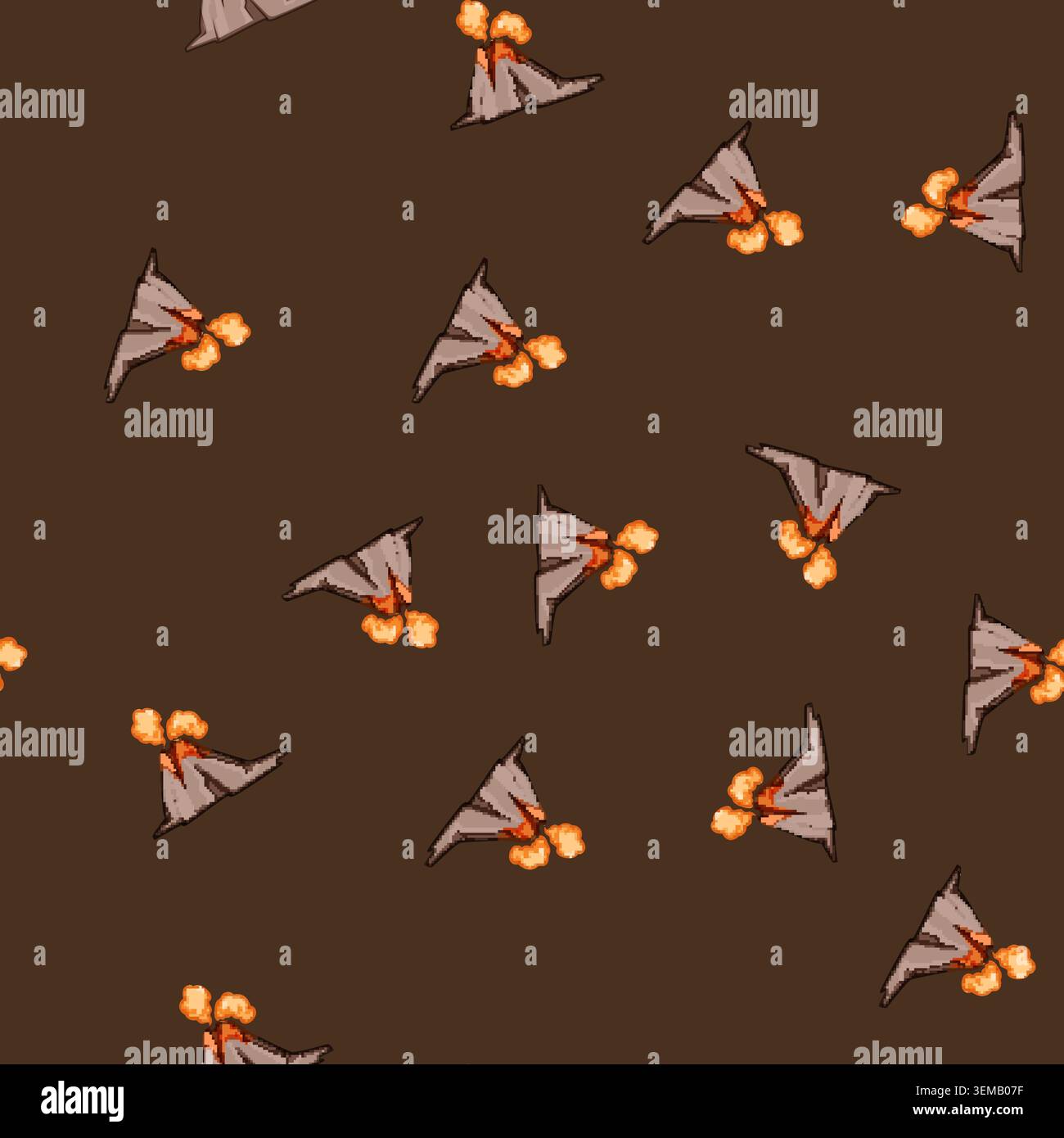seamless pattern magma volcano eruption cartoon vector Stock Vector
