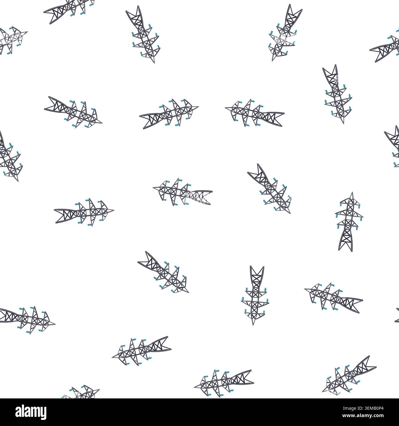 pattern industry electric pylon cartoon vector Stock Vector