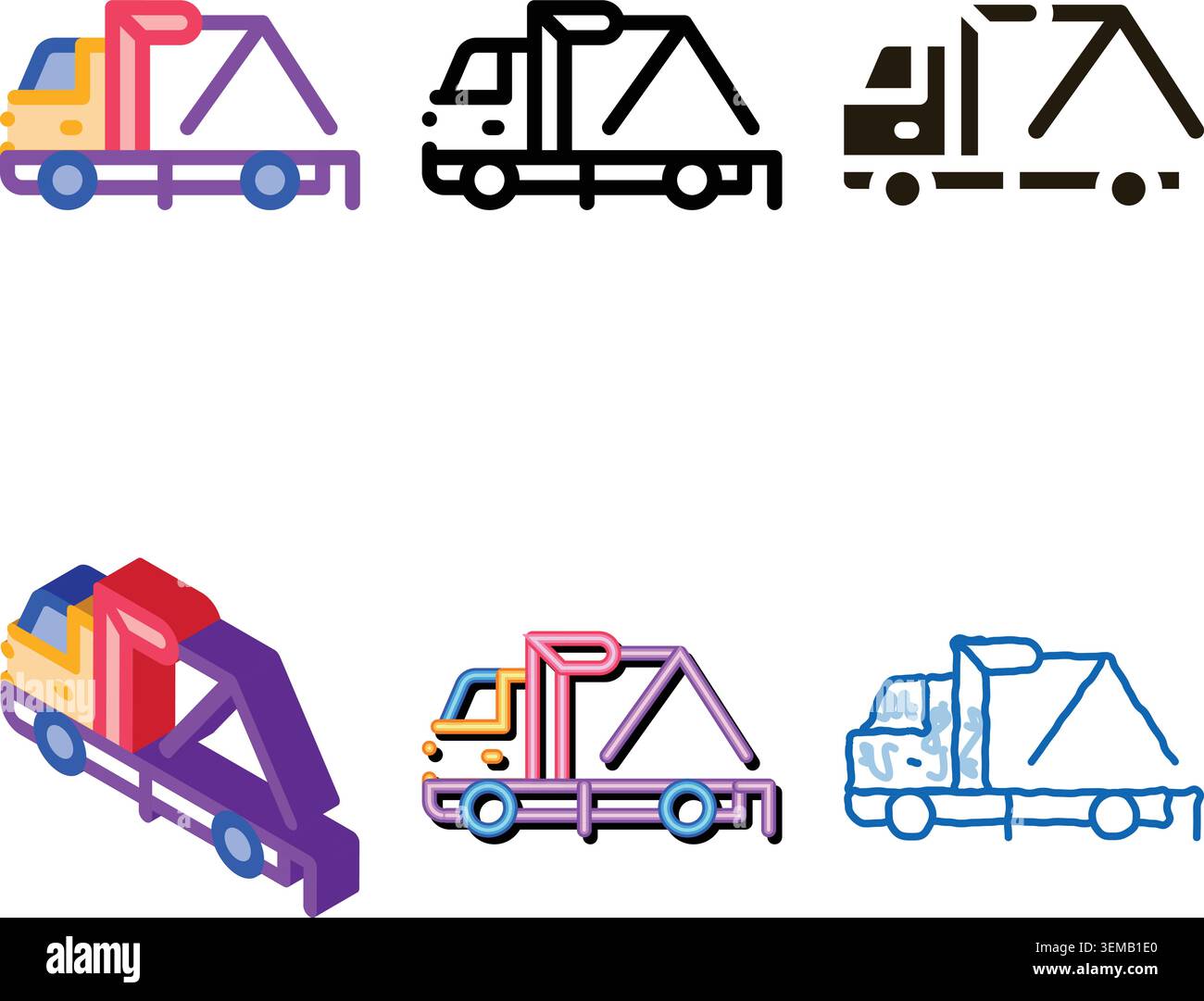 evacuator crane icon vector outline mix Stock Vector