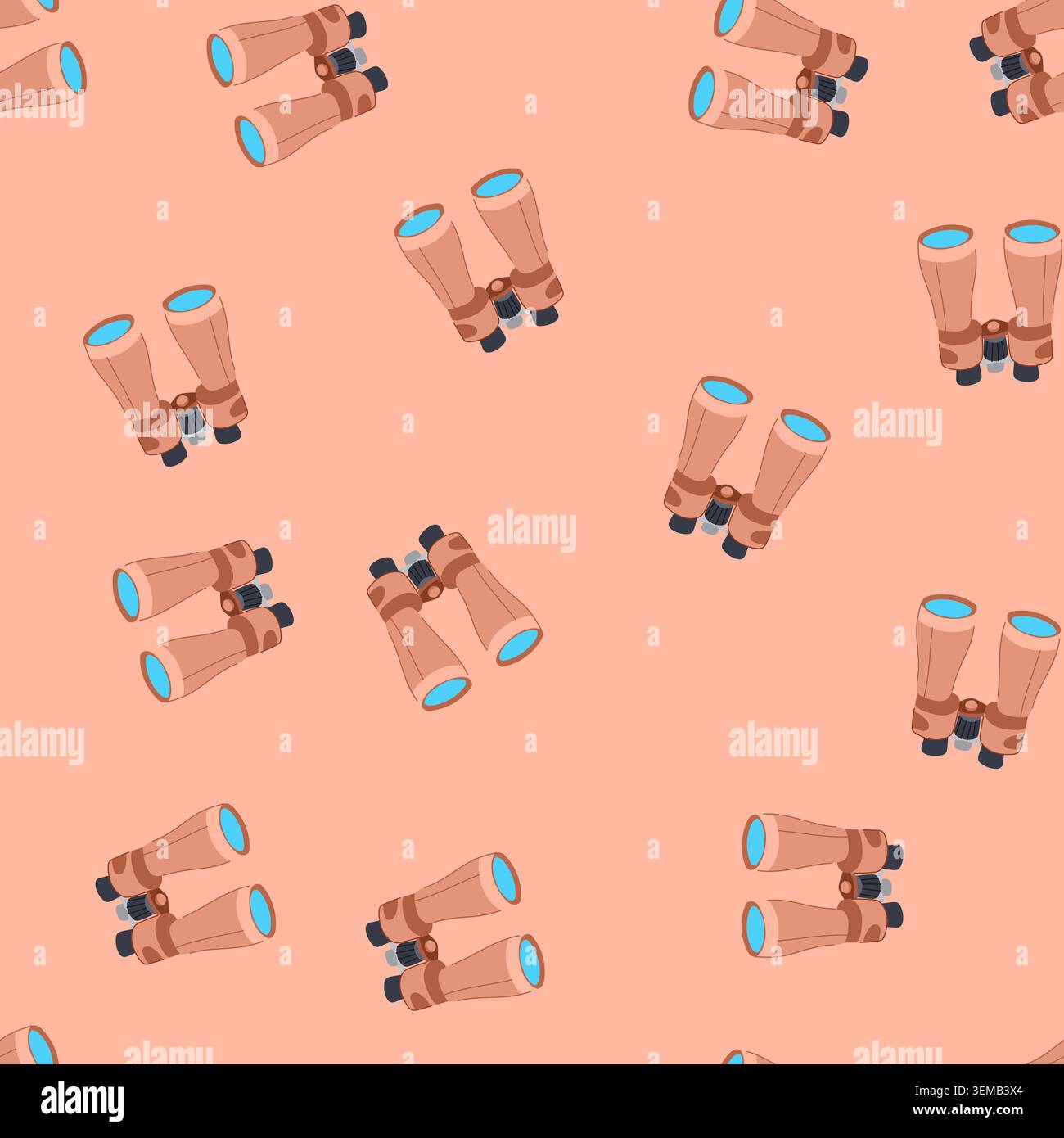 seamless pattern discovery binoculars cartoon vector Stock Vector