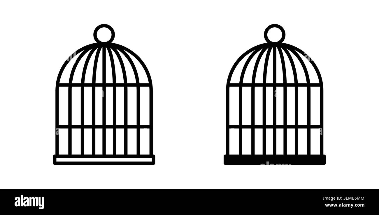 Bird cage icon design. Illustration icons in linear and clipart pack. Stock Vector
