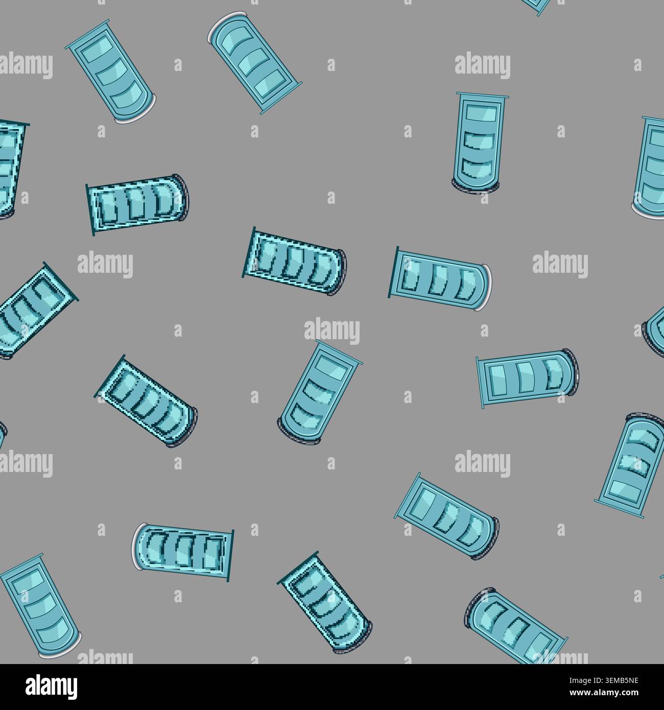 seamless pattern Blue portable toilet providing outdoor sanitation solution Stock Vector