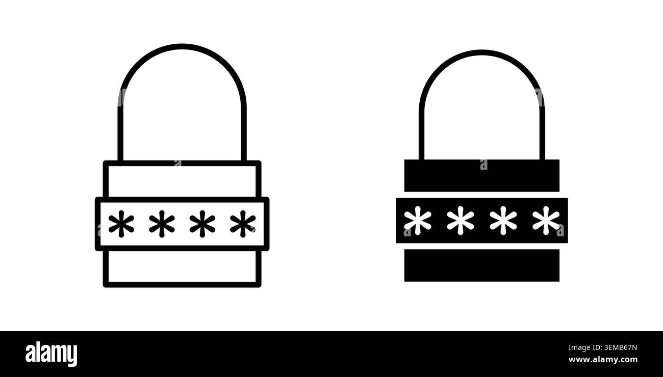 Code lock icon design. Illustration icons in linear and clipart pack. Stock Vector