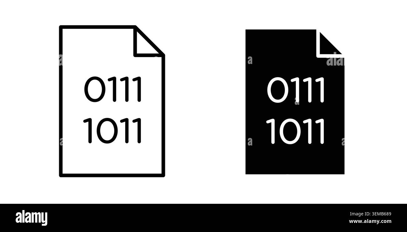 Binary code icon design. Illustration icons in linear and clipart pack. Stock Vector