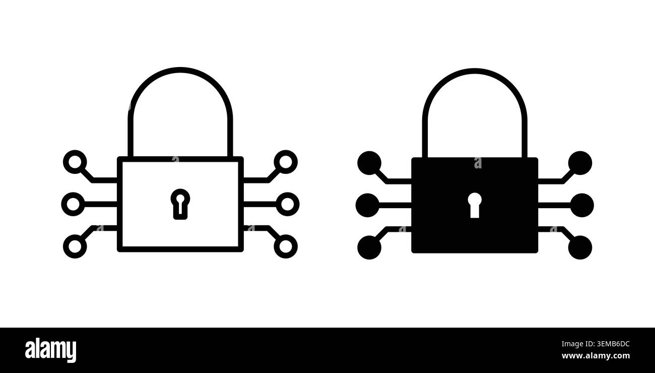 Cyber security icon design. Illustration icons in linear and clipart pack. Stock Vector