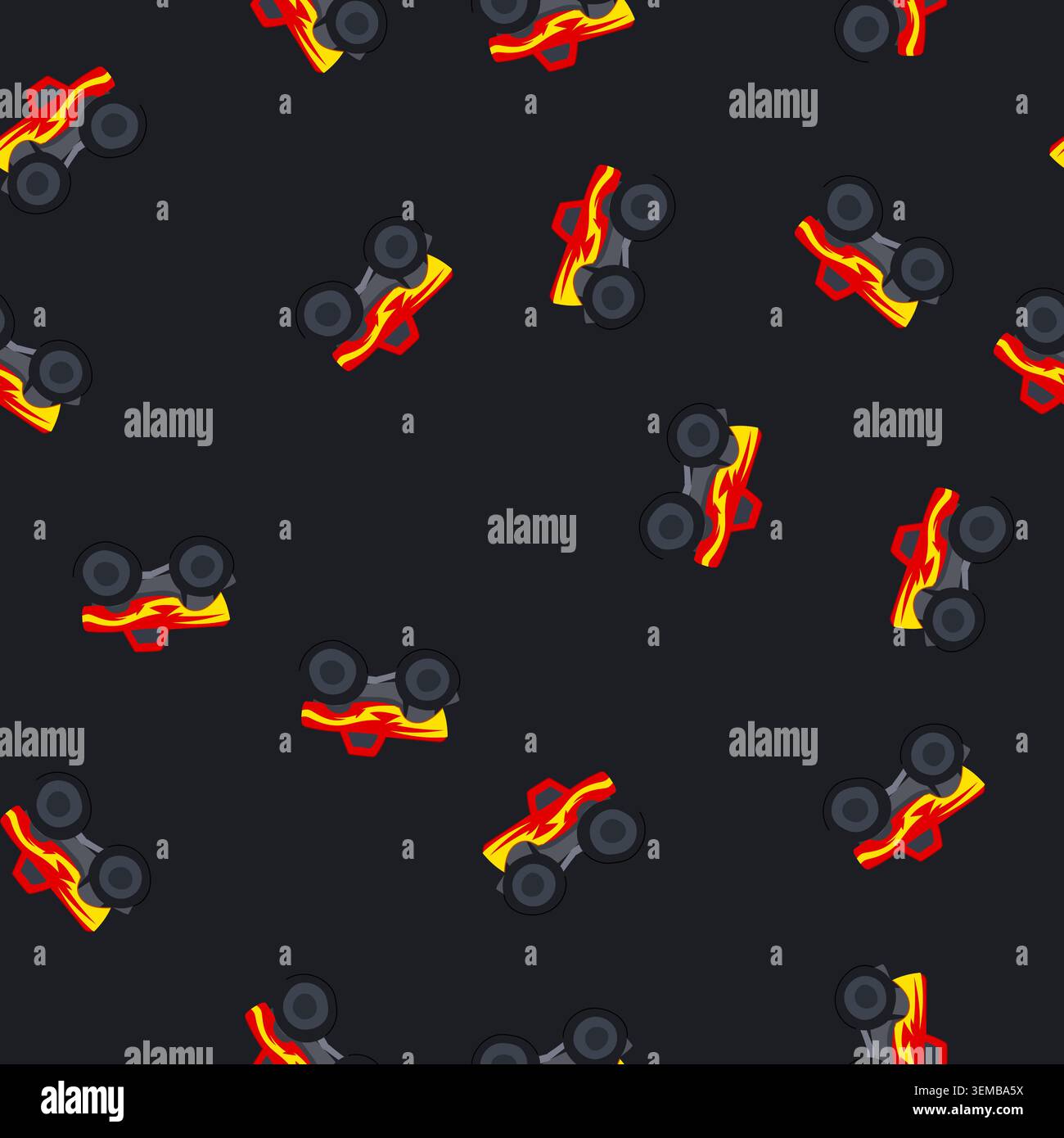seamless pattern jeep monster truck cartoon vector Stock Vector