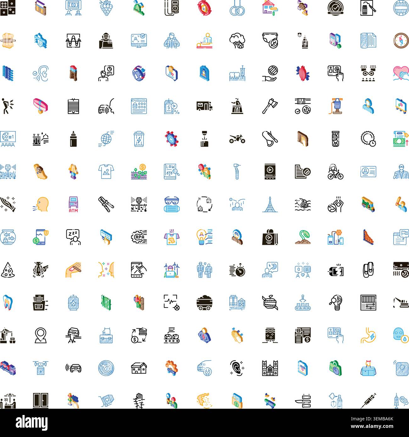 Diverse icon collection illustrating various modern concepts Stock Vector