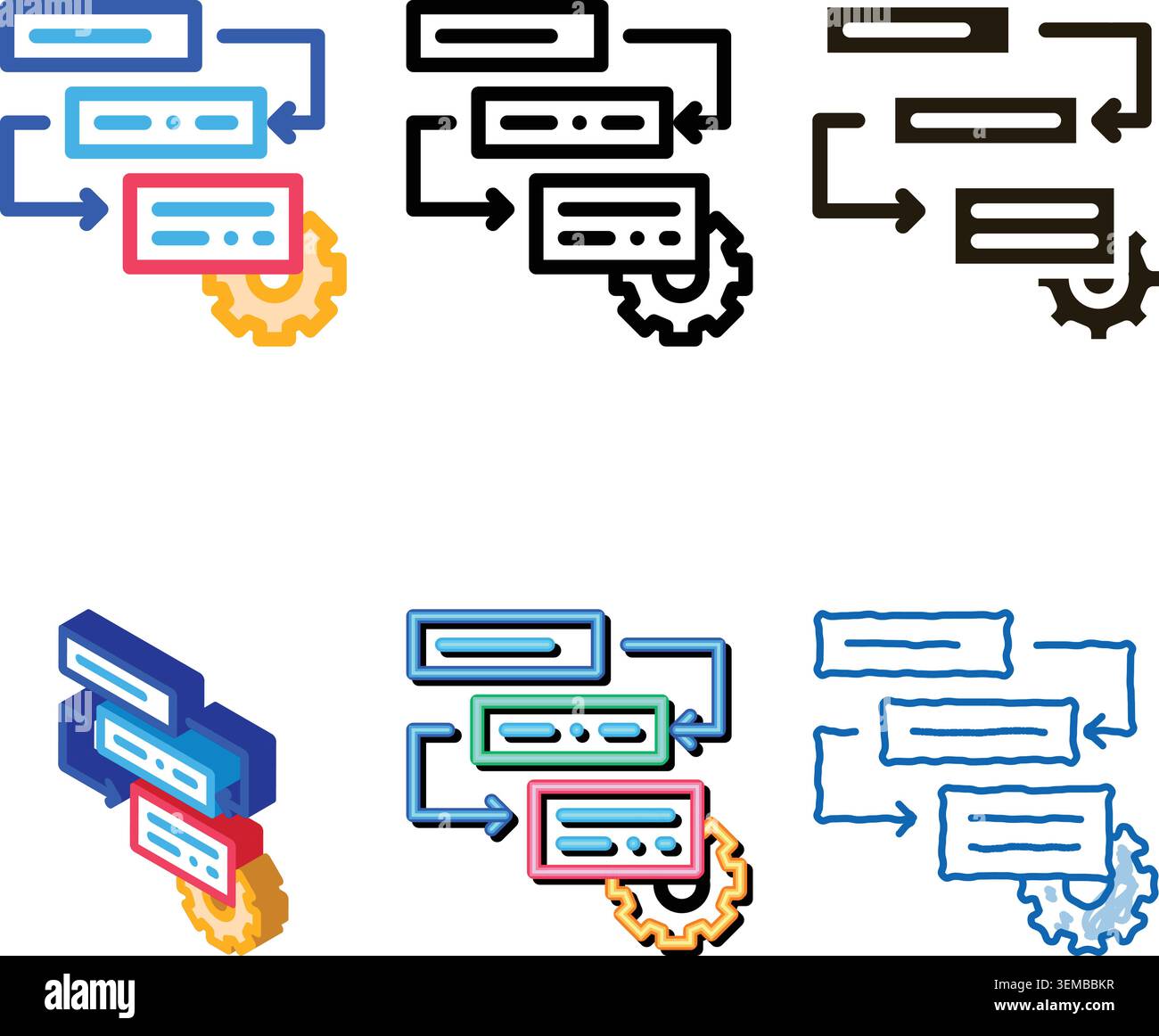 gear algorythm system agile element vector icon types Stock Vector