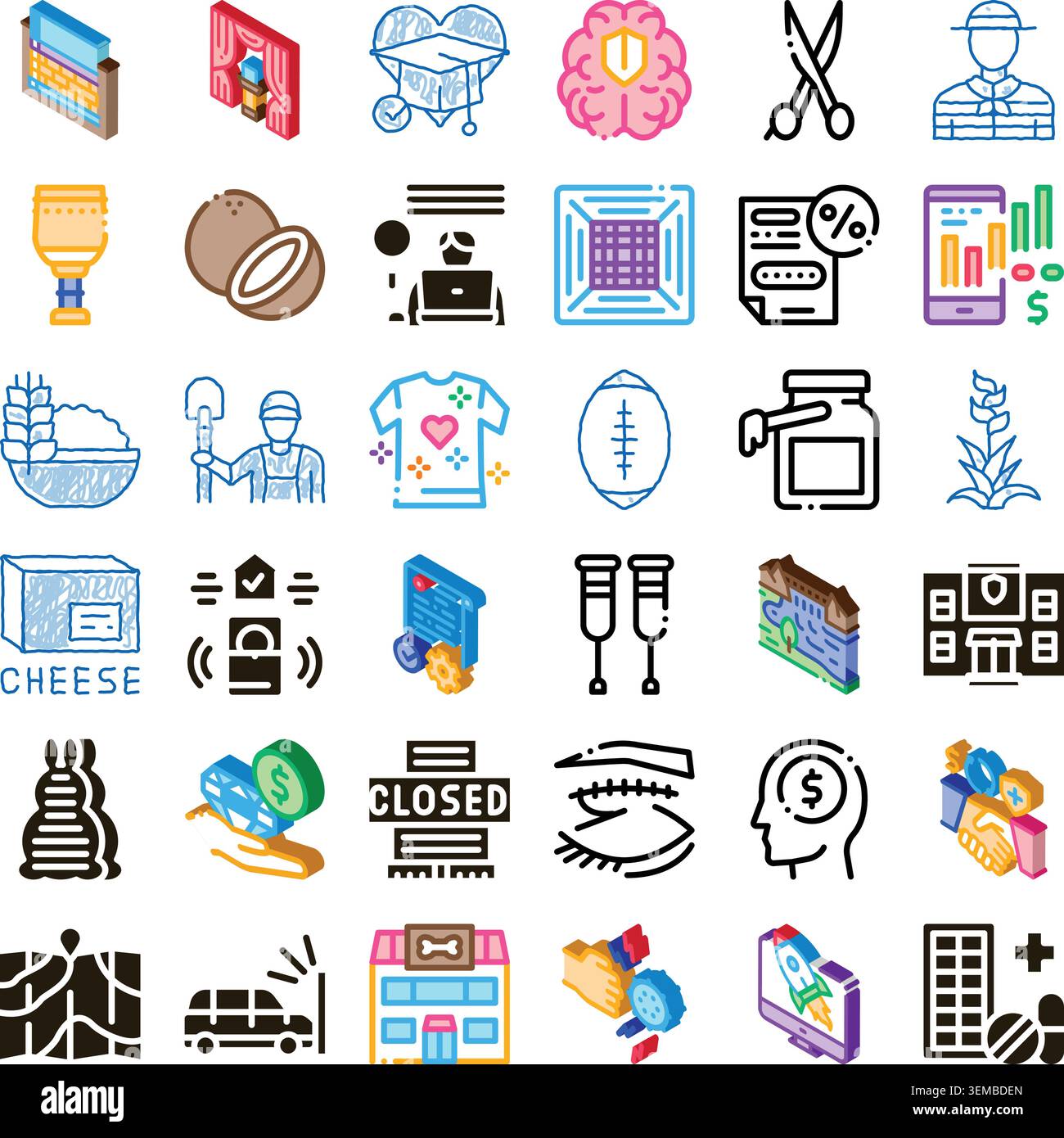Diverse collection exploring various concepts and industries Stock Vector