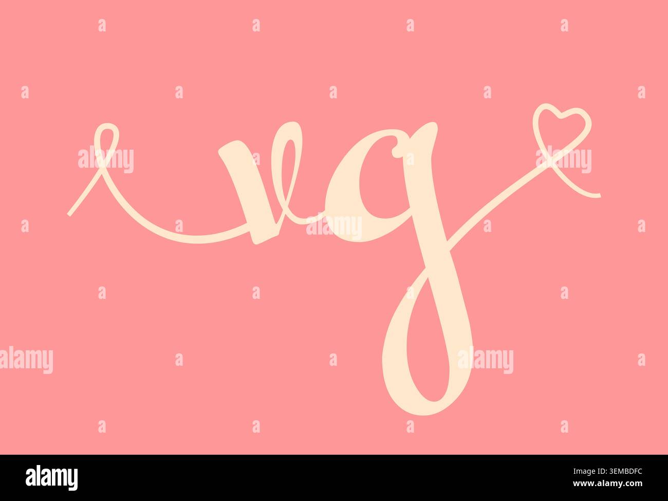 VG initial wedding monogram calligraphy vector illustration. Hand drawn lettering v and g love logo design for valentines day poster, greeting card, p Stock Vector