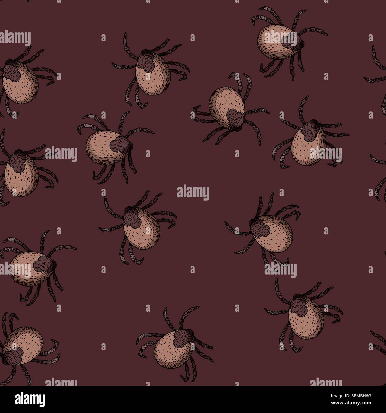 pattern insect tick sketch hand drawn Stock Vector