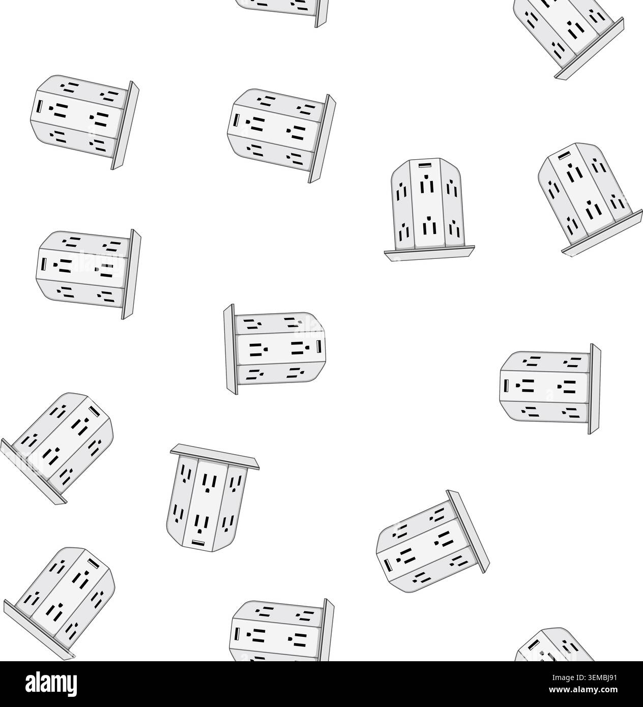 pattern surge power strip smart cartoon vector Stock Vector