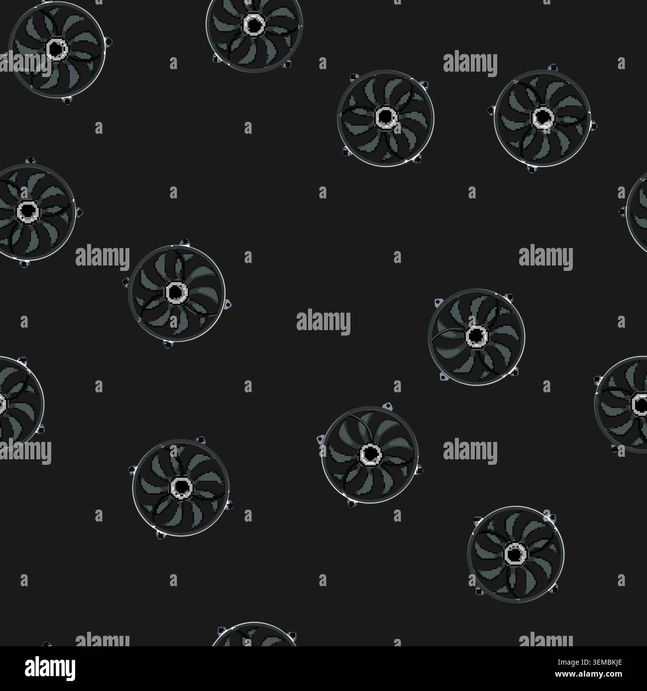 seamless pattern motherboard cooling fan pc cartoon vector Stock Vector