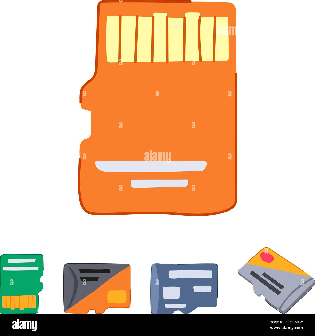Micro memory cards for digital data storage Stock Vector