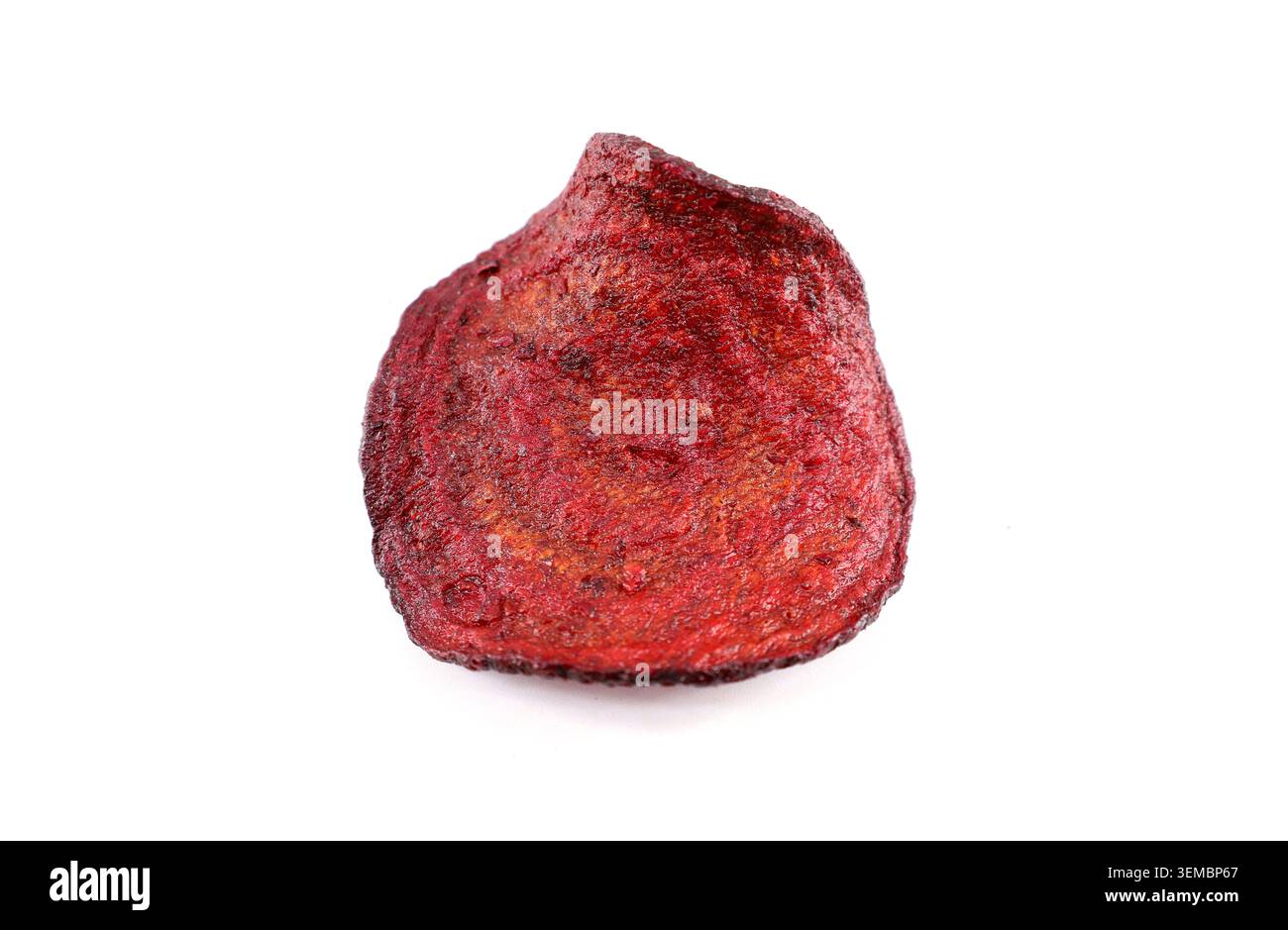 Single red beet chip isolated on white background. Stock Photo