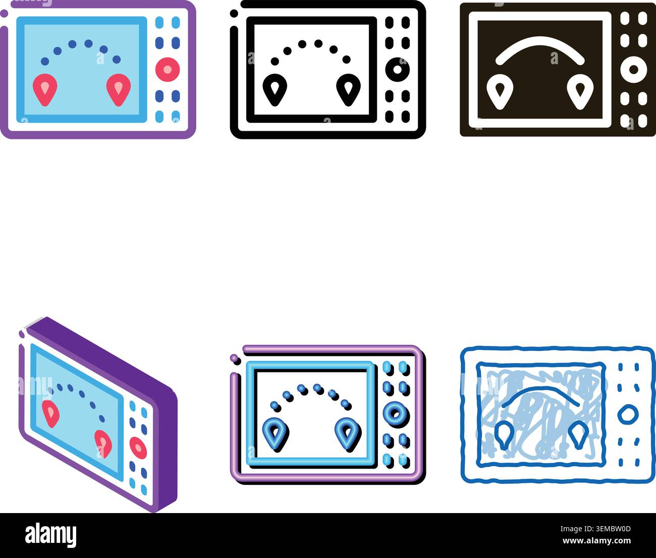 air navigation electronic device icon set vector outline Stock Vector