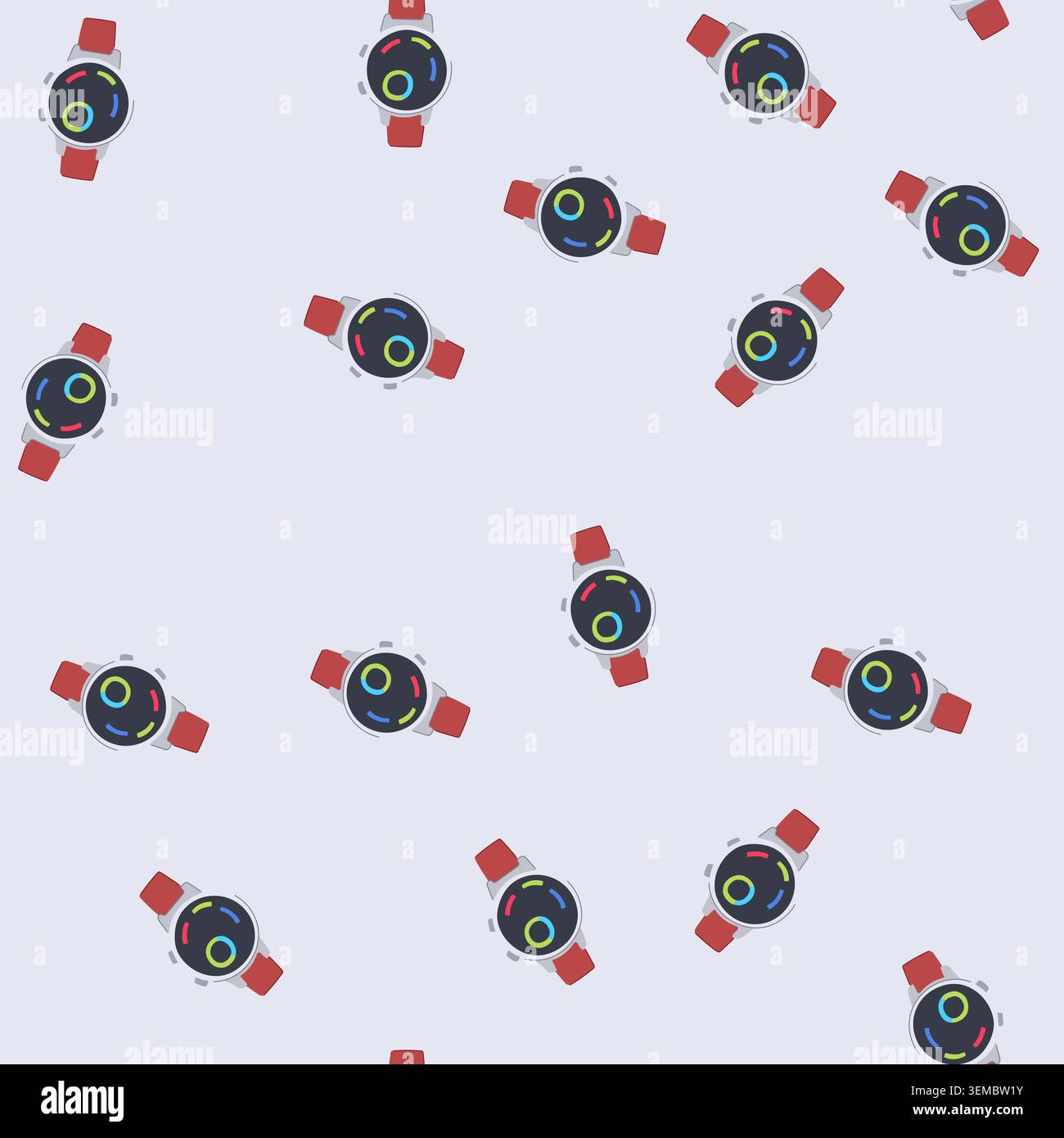 seamless pattern wearable smart watch cartoon vector Stock Vector